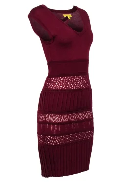 Catherine Malandrino - Burgundy Ribbed Knit Sleeveless Dress Sz S