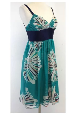 Catherine Malandrino - Teal Large Floral Print Dress Sz 6