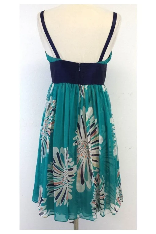 Catherine Malandrino - Teal Large Floral Print Dress Sz 6