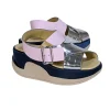 4CCCCEES - Pastel Pink, Navy, Silver, & Beige Strappy Platform Sandals Sz 7