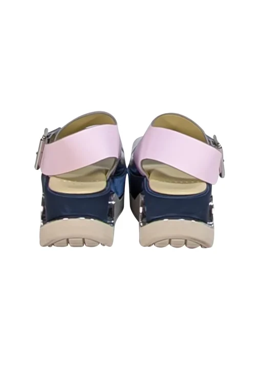 4CCCCEES - Pastel Pink, Navy, Silver, & Beige Strappy Platform Sandals Sz 7