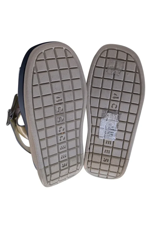 4CCCCEES - Pastel Pink, Navy, Silver, & Beige Strappy Platform Sandals Sz 7