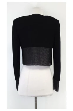 CD Greene - Black Cropped Beaded Jacket Sz S