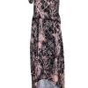 Cedric Charlier - Black Sleeveless Abstract Print Midi Dress w/ Hi-Low Hem Sz 4