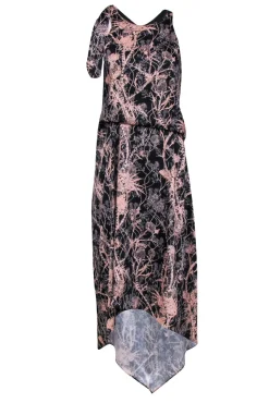Cedric Charlier - Black Sleeveless Abstract Print Midi Dress w/ Hi-Low Hem Sz 4