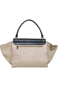 Celine - Beige & Black Large Trapeze Tote Bag