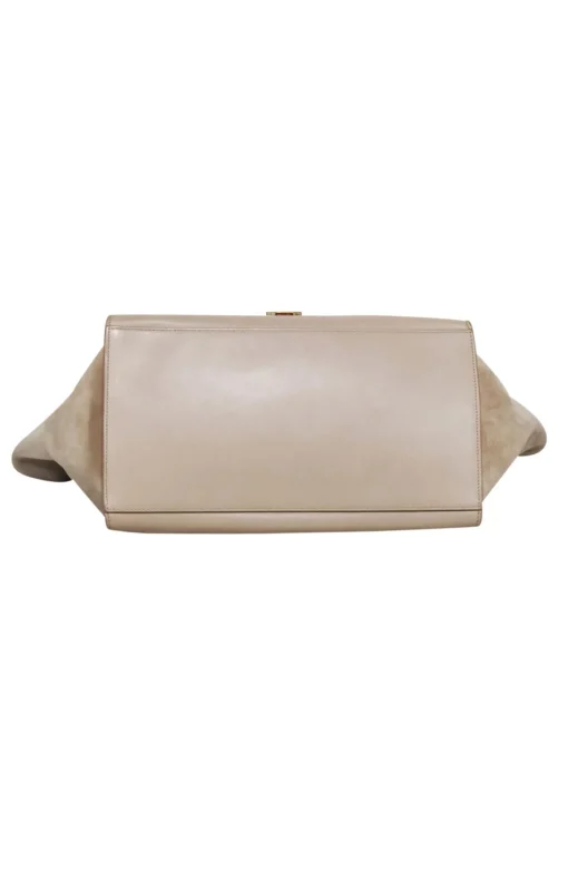 Celine - Beige & Black Large Trapeze Tote Bag