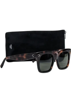 Celine - Brown Tortoise Large Square Sunglasses w/ Three Dot Print