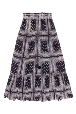 Chan Luu - Dark Grey & Ivory Paisley Maxi Skirt Sz M
