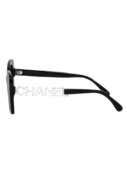 Chanel - Black Frames w/ Bejeweled Chanel Leg Sunglasses