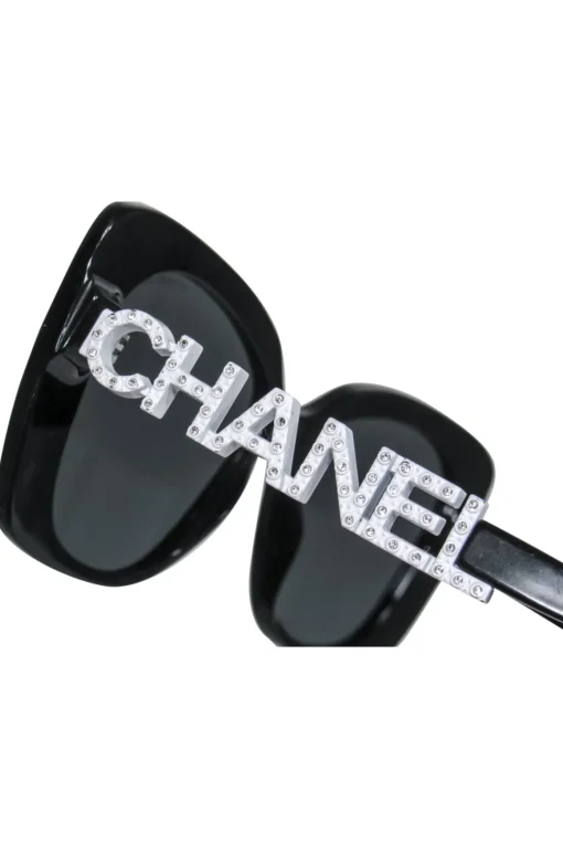 Chanel - Black Frames w/ Bejeweled Chanel Leg Sunglasses