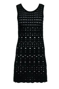 Chanel - Black Knit Overlay Sleeveless Mini A-Line Dress Sz 4