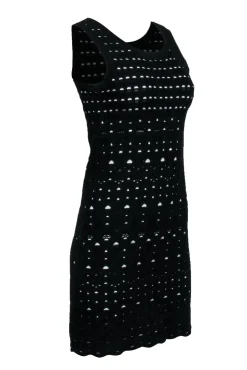 Chanel - Black Knit Overlay Sleeveless Mini A-Line Dress Sz 4