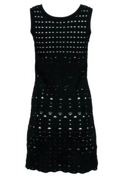 Chanel - Black Knit Overlay Sleeveless Mini A-Line Dress Sz 4