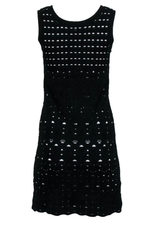 Chanel - Black Knit Overlay Sleeveless Mini A-Line Dress Sz 4