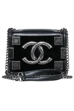 Chanel - Black Leather “Boy Brick” Flap Mini Crossbody Bag