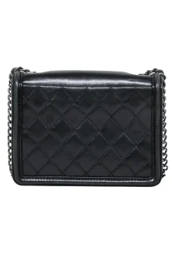 Chanel - Black Leather “Boy Brick” Flap Mini Crossbody Bag