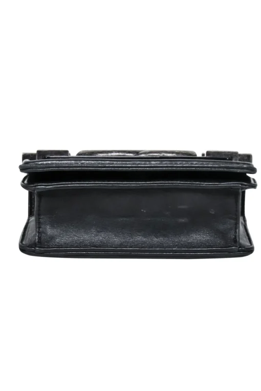 Chanel - Black Leather “Boy Brick” Flap Mini Crossbody Bag