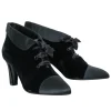 Chanel - Black Velvet Lace Up Booties Sz 7