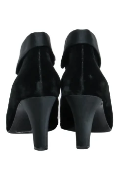 Chanel - Black Velvet Lace Up Booties Sz 7