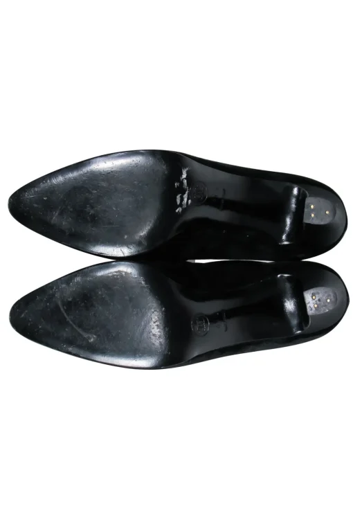 Chanel - Black Velvet Lace Up Booties Sz 7