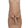 Chanel - Champagne Gold Glitter Sleeveless Dress w/ Attached Shawl Sz 2