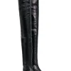 Chanel - Gunmetal Shiny Over-the-Knee "Fantasy Stretch Leather" Boots Sz 7