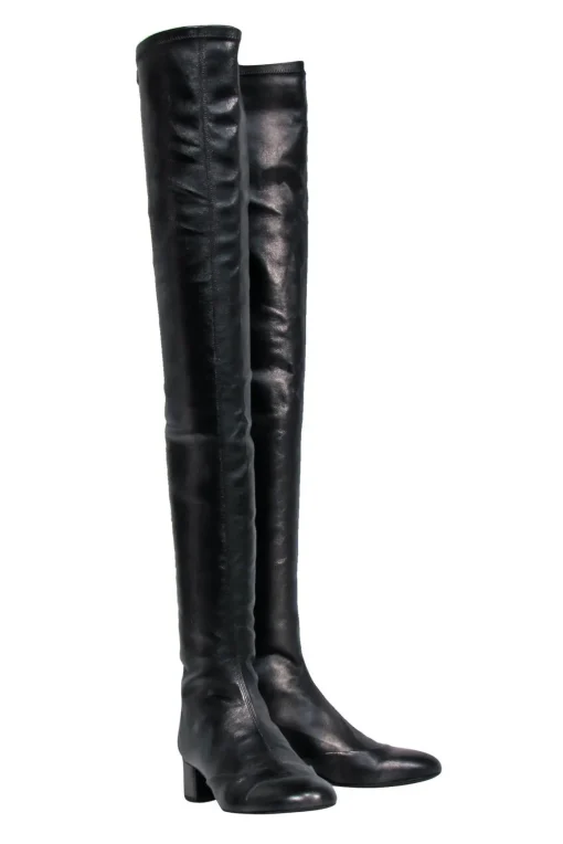 Chanel - Gunmetal Shiny Over-the-Knee "Fantasy Stretch Leather" Boots Sz 7
