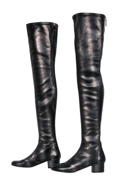 Chanel - Gunmetal Shiny Over-the-Knee 