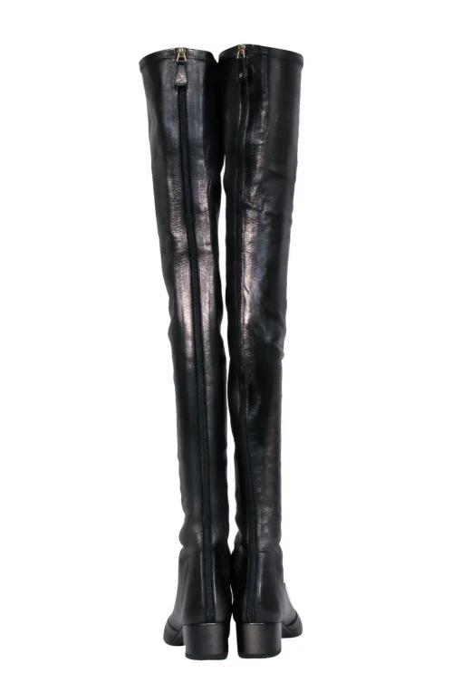 Chanel - Gunmetal Shiny Over-the-Knee "Fantasy Stretch Leather" Boots Sz 7