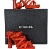 Chanel - Orange Goatskin Wrap Around Tie Pumps Sz 6