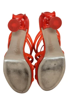 Chanel - Orange Goatskin Wrap Around Tie Pumps Sz 6