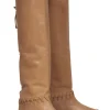 Chanel - Tan & Black Leather Lace-Up Knee High Boots Sz 7