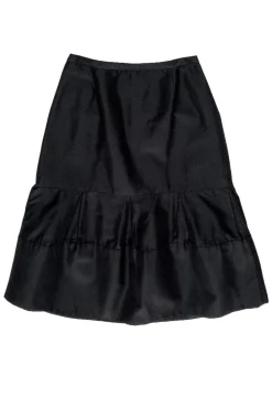 Charles Chang-Lima - Black Silk & Wool Skirt w/ Inverted Pleats Sz 8