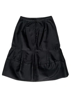Charles Chang-Lima - Black Silk & Wool Skirt w/ Inverted Pleats Sz 8
