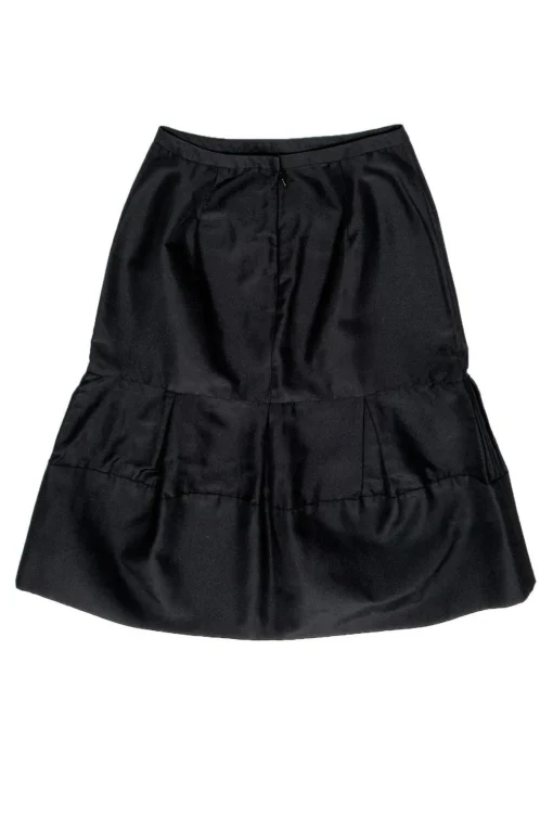 Charles Chang-Lima - Black Silk & Wool Skirt w/ Inverted Pleats Sz 8