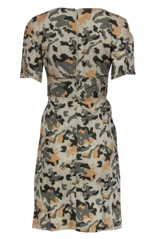 Charles Nolan - Olive, Brown & Tan Camouflage Print Sheath Dress Sz 2