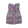 Charlie Jade - Pink Purple & Green Print Strapless Silk Dress Sz S