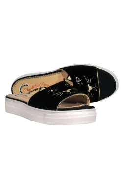 Charlotte Olympia - Black Suede Cat Face Sides Sz 11
