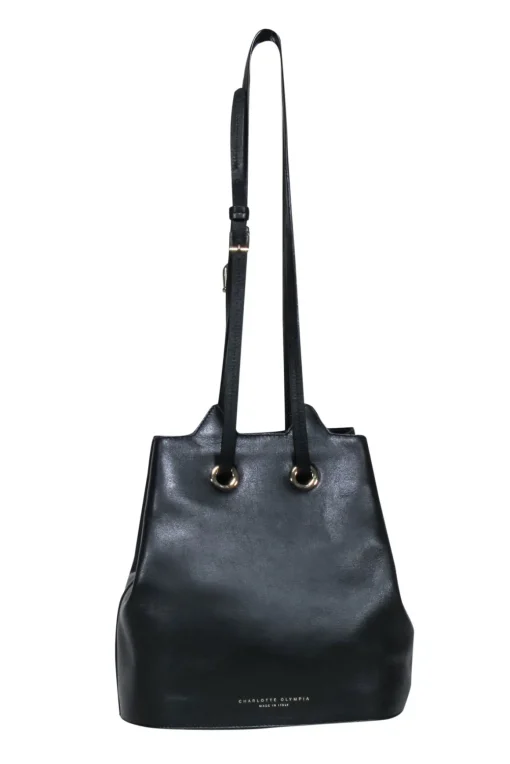 Charlotte Olympia - Black Leather "Feline" Bucket Bag