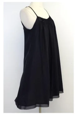 Chelsea Flower - Black Silk Spaghetti Strap Dress Sz S