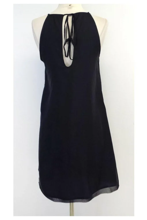 Chelsea Flower - Black Silk Spaghetti Strap Dress Sz S