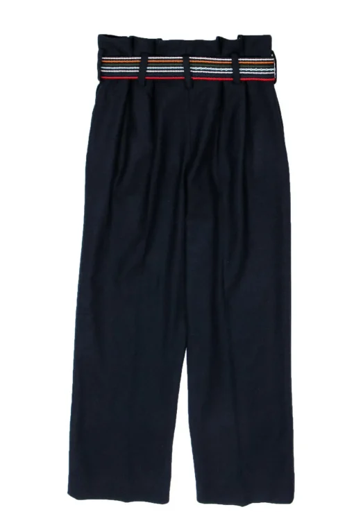 Chinti & Parker - Navy Paperbag Pants w/ Stitched Belt Sz 6