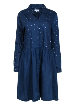 Chinti & Parker - Navy Star Print Long Sleeve Button-Up Cotton Shirtdress Sz L