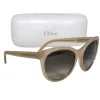 Chloe - Beige Studded Cat Eye Sunglasses