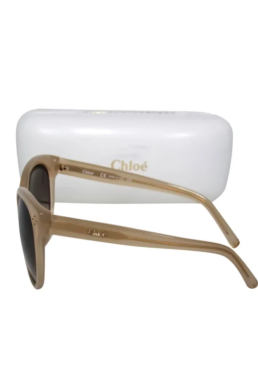 Chloe - Beige Studded Cat Eye Sunglasses