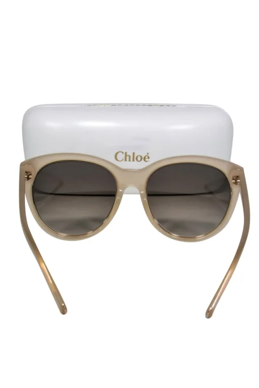 Chloe - Beige Studded Cat Eye Sunglasses
