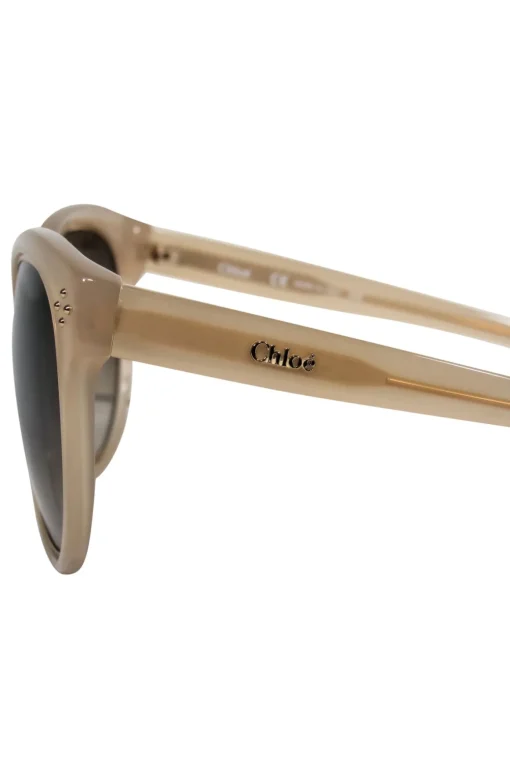 Chloe - Beige Studded Cat Eye Sunglasses