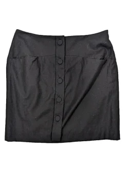Chloe - Black Button Front Wool Blend Skirt Sz 8