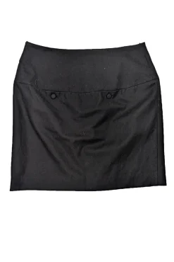 Chloe - Black Button Front Wool Blend Skirt Sz 8